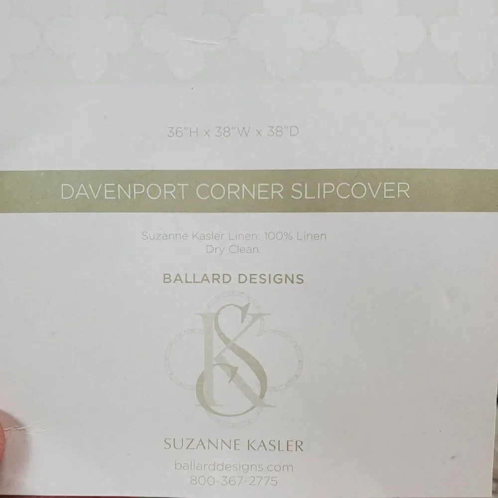 Ballard Designs Davenport Corner Chair Slipcover Parchment 36X38X38 Linen